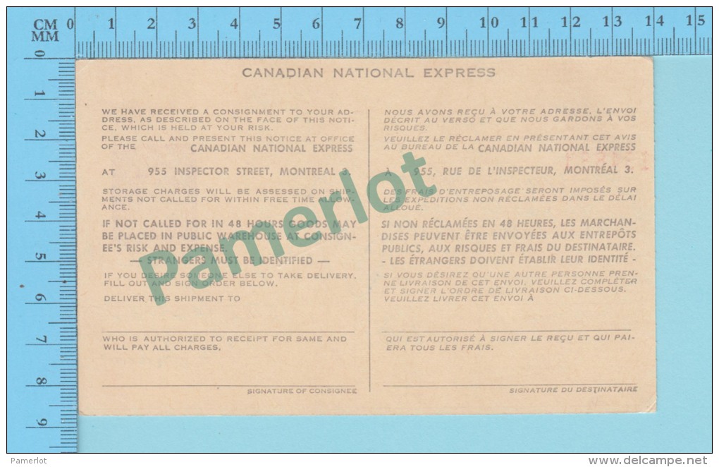 Canadian National Express , Stationery  Stamp, Delevery Freight  Services Used Form 2 Scans - 1953-.... Regno Di Elizabeth II