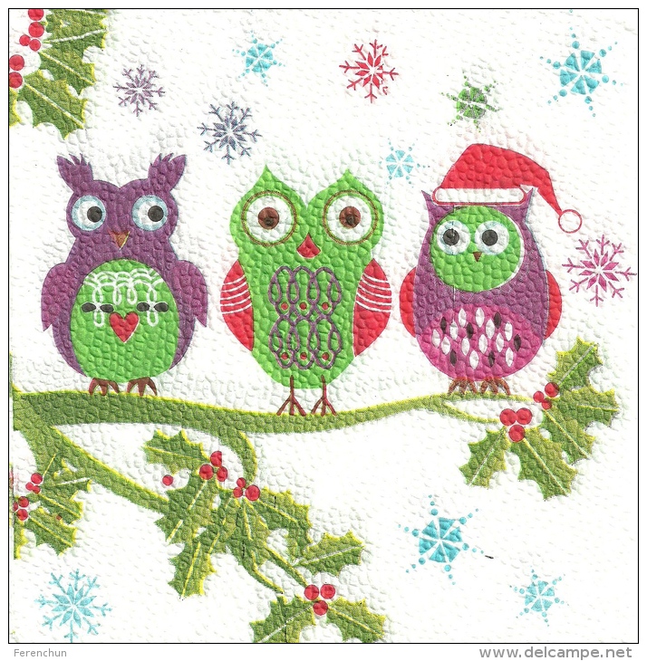 OWL * BIRD * ANIMAL * CHRISTMAS * XMAS * SANTA CLAUS * NAPKIN * Bagoly 01 - Paper Napkins (decorated)