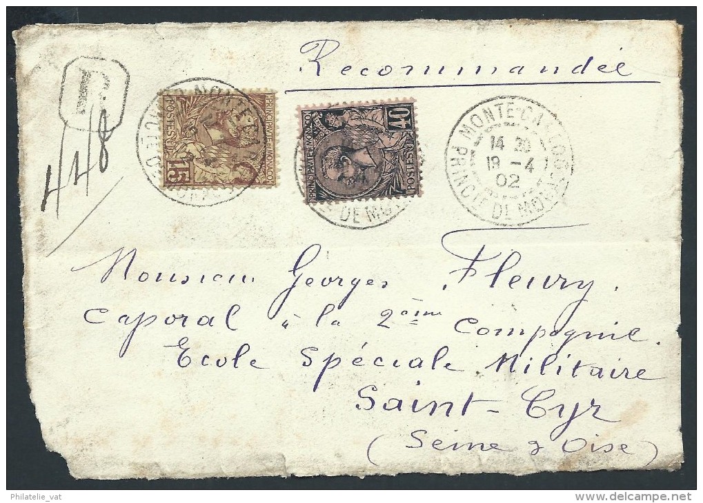 MONACO - Enveloppe ( Devant ) En Recommandée Pour St Cyr En 1902 - A Voir - Lot P13946 - Covers & Documents