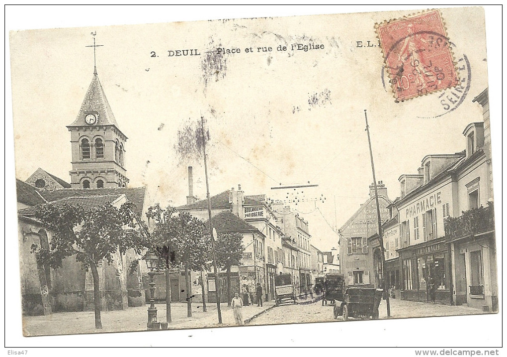 95  DEUIL    PLACE  ET  RUE  DE  L  EGLISE - Deuil La Barre