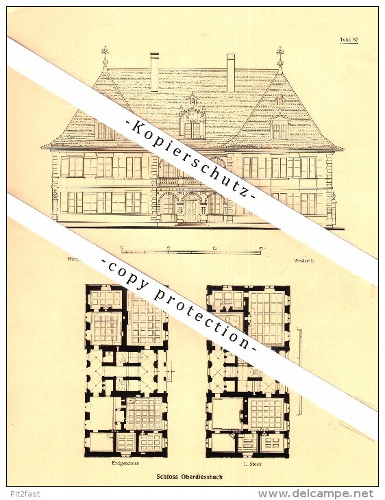 Photographien / Ansichten , 1922 , Schloss Oberdiessbach , Prospekt , Architektur , Fotos !!! - Oberdiessbach