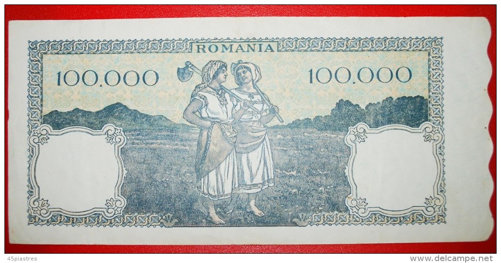 * WOMAN AND BOY: ROMANIA ★ 100000 LEI 1946! CRISP!!!  LOW START &#9733; NO RESERVE! - Romania