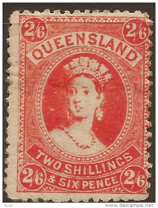 QUEENSLAND 1882 2/6 Vermilion QV SG 162 HM #QY126 - Ungebraucht