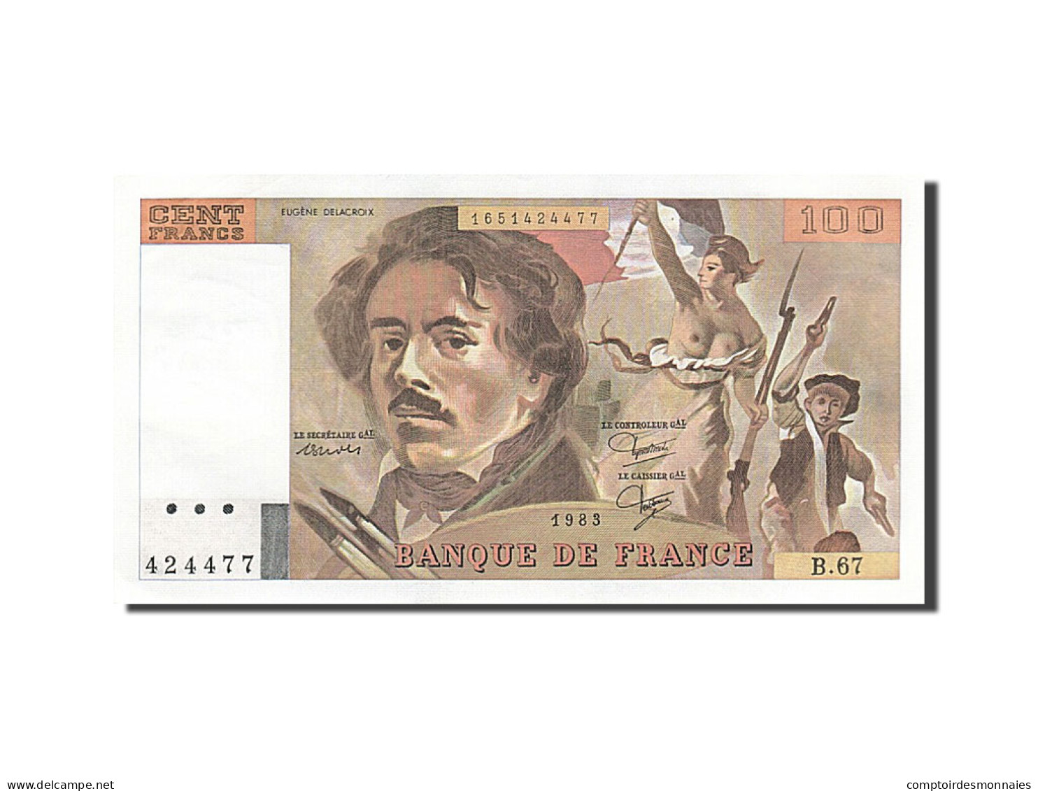 Billet, France, 100 Francs, 1978, 1983, SUP, Fayette:69.7, KM:154b - 100 F 1978-1995 ''Delacroix''