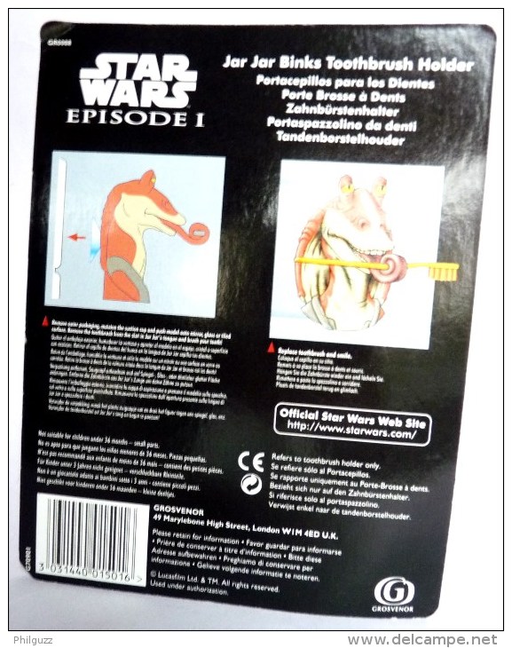 RARE Blister US FIGURINE STAR WARS LA GUERRE DES ETOILES - JAR JAR BINKS Porte Brosse à Dent - Toothbrush Holder - Episode I