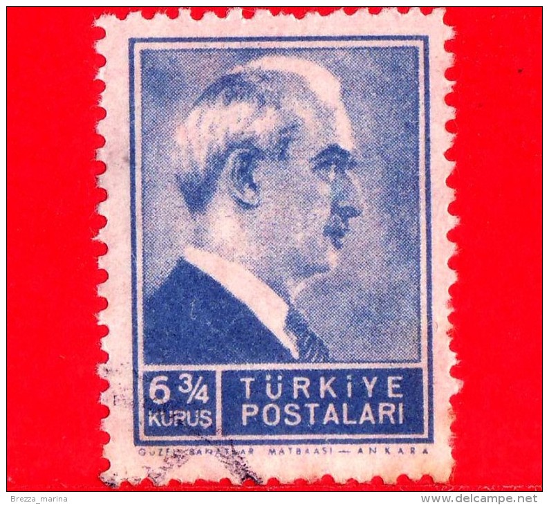 TURCHIA - Usato - 1942 - Ismet Inonu, Presidente - 6 ¾ - Gebraucht