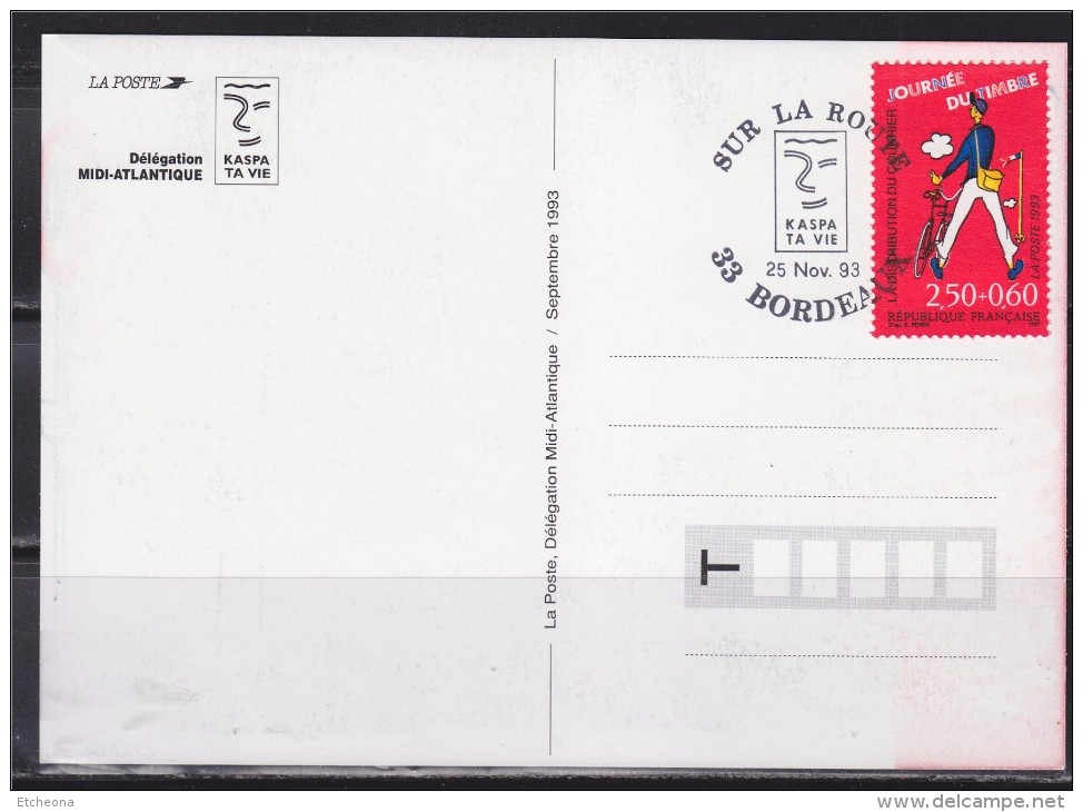 = Sur La Route Kaspa Ta Vie, 33 Bordeaux 25.11.93 N°2792 Journée Du Timbre Carte Postale Je Maîtrise Ma Vitesse - Unfälle Und Verkehrssicherheit