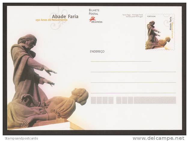 Portugal Carte Entier Postal Abbé Faria Révolution Française 2006 Postal Stationary Abbe Faria French Revolution - Révolution Française