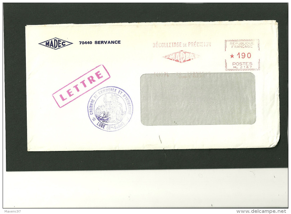 LETTRE GREVE PTT 1974 AVEC MACHINE A AFFRANCHIR CACHET CHAMBRE DE COMMERCE - Sonstige & Ohne Zuordnung