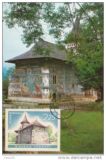 VORONET MONASTERY, CM, MAXICARD, CARTES MAXIMUM, 1979, ROMANIA - Abbayes & Monastères