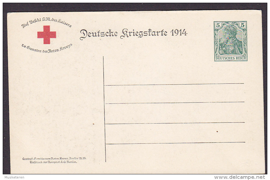 Deutsches Reich Postal Stationery Ganzsache Deutsche Kriegskarte 1914 Red Cross Rotes Kreuz Croix Rouge Der Kaiser !! - Cartes Postales