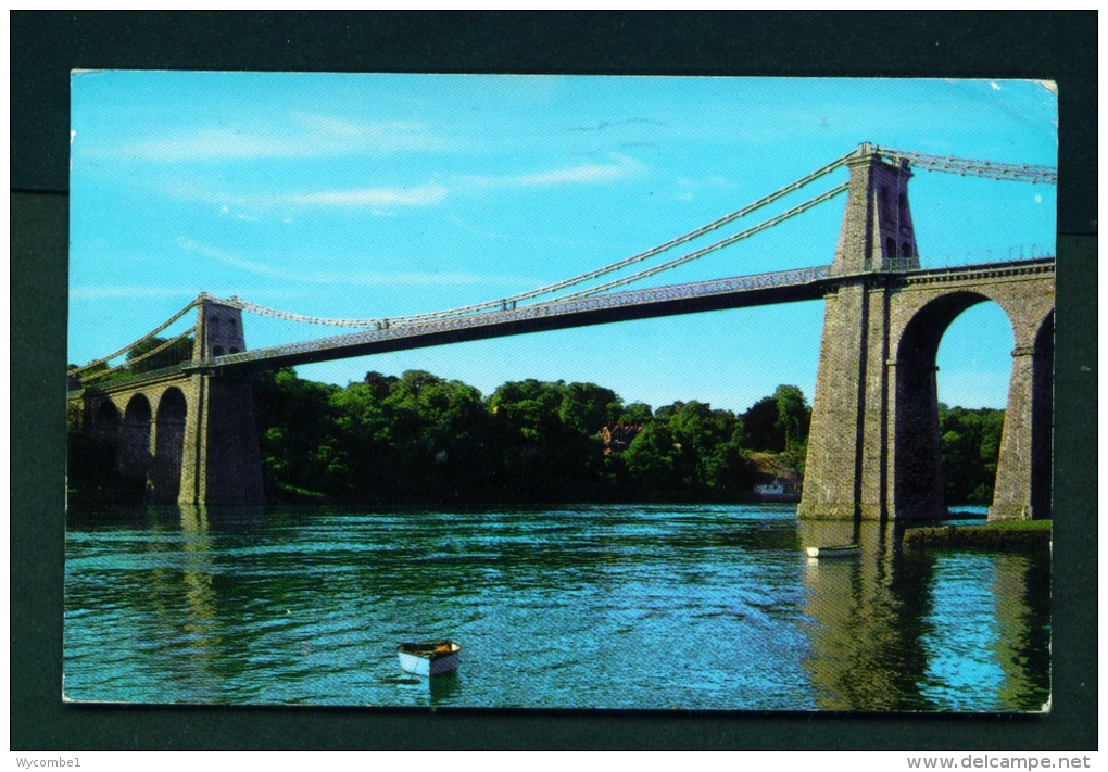 WALES  -  Menai Suspension Bridge  Used Postcard As Scans - Anglesey