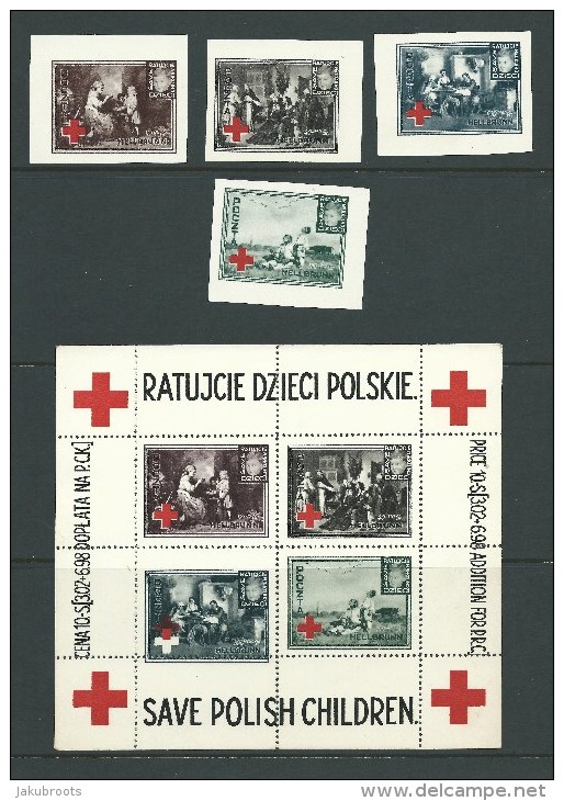 1945. MIN.SHEET AND IMPERFORATE STAMPS. " SAVE  POLISH  CHILDREN " - Campo De Prisioneros