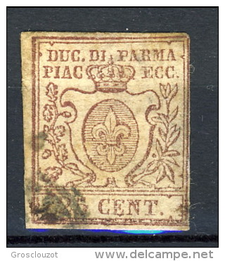 Parma 1857-59 N. 10 C. 25 Bruno Lilla Usato Cat. &euro; 350 - Parma