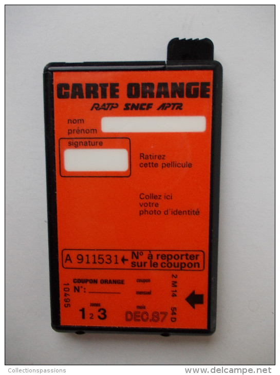  Briquet. Carte orange.RATP. SNCF. APTR. Extra plat 
