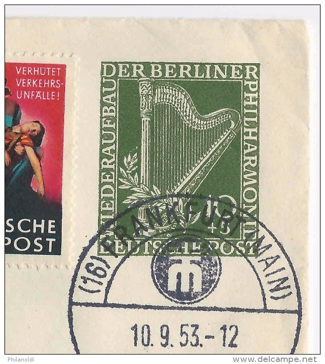 Allemagne, Privater Umschlag Ganzsache Wiederaufbau Berliner Philarmonie, Bayreuth Teater + 10 Briefmarken - Buste Private - Usati
