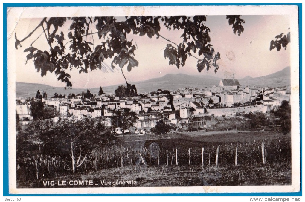 CARTE POSTALE SEMI MODERNE 63 AUVERGNE PUY DE DOME VIC LE COMTE DOS SEPARE ECRIT DEUX TIMBRES A 1,50 FRANCS - Vic Le Comte