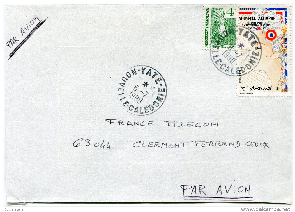 NOUVELLE-CALEDONIE LETTRE PAR AVION DEPART YATE 6-7-1990 POUR LA FRANCE - Covers & Documents