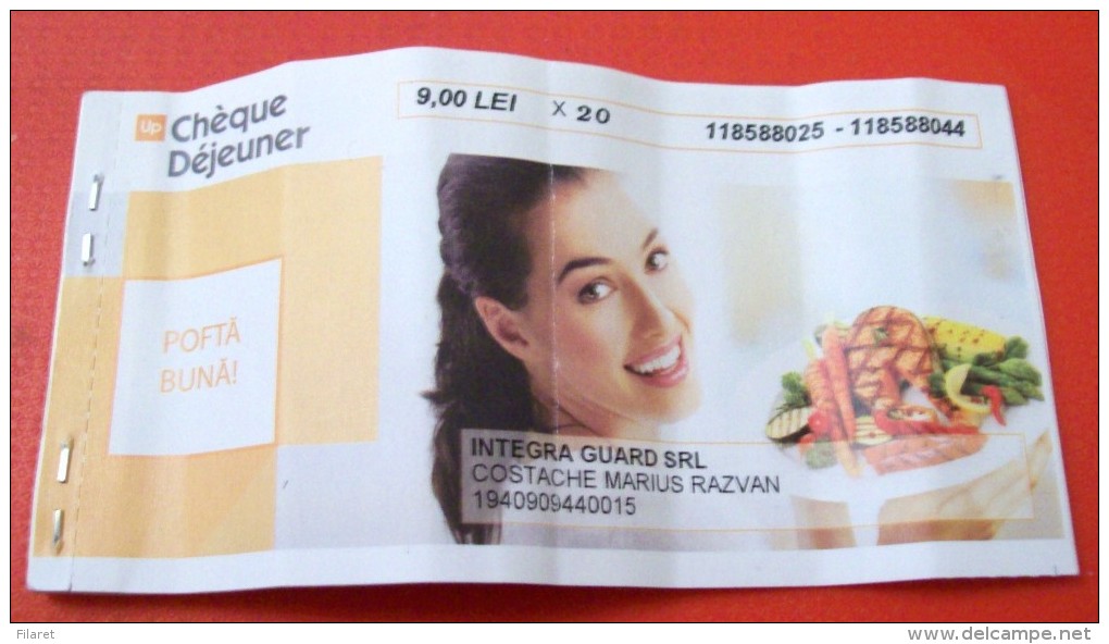 ROMANIA-CHEQUE DEJEUNER-ONLY COVERS - Schecks  Und Reiseschecks