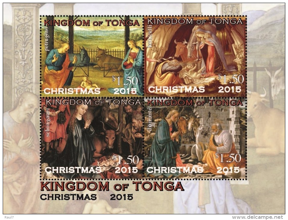 TONGA - 2015 - Noël 2015, La Nativité, Peintures - BF Neufs // Mnh - Tonga (1970-...)