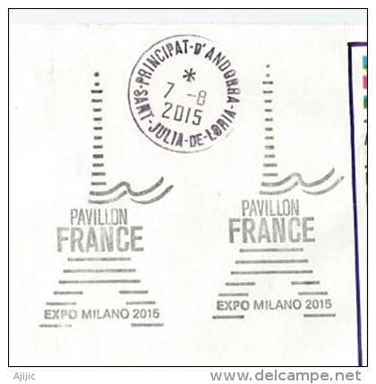 FRANCE. EXPO UNIVERSELLE MILAN 2015. "NOURRIR LA PLANÈTE", Lettre Du Pavillon FRANCE, Avec Tampon Officiel De L'EXPO - 2015 – Milan (Italie)