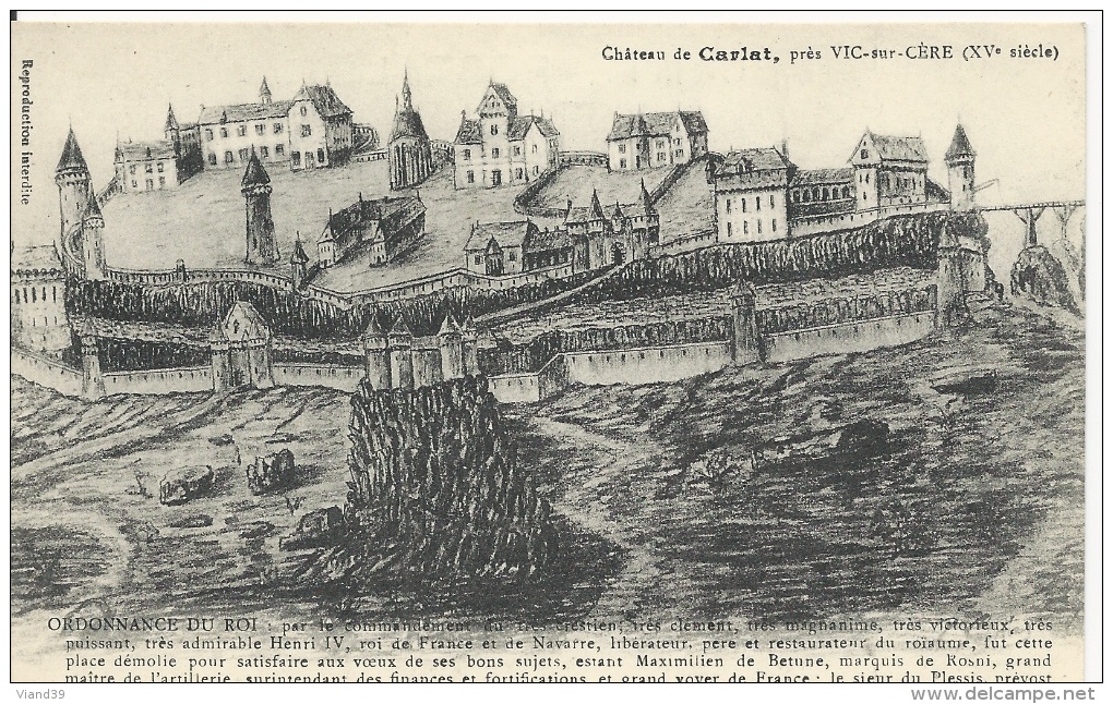 Carlat - Château (gravure XVe Siècle) - Non écrite - CR4 - Carlat