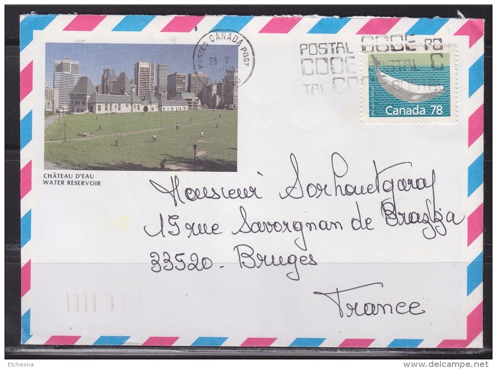 = Enveloppe Illustrée Canada 28.V.1990 Timbre Baleine Flamme Le Code Postal - Enveloppes Commémoratives