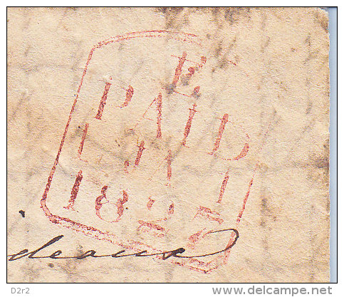 LETTRE DE 1826 DECEMBRE - CACHET ROUGE "PAID1827"- ECRITE DANS PLUSIEURS DIRECTIONS !!!- EN L'ETAT- RRR - ...-1840 Voorlopers