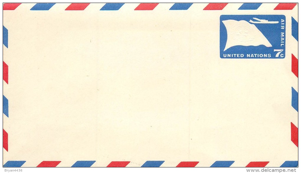 NATIONS UNIES  -AEROGRAMME - AIR LETTER -  7 C. BLEU - POSTE AERIENNE. - Airmail