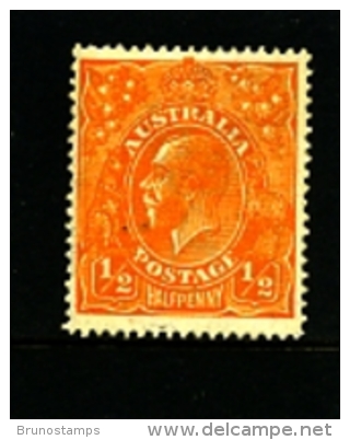 AUSTRALIA - 1923  KGV HEAD  1/2 D  ORANGE  SINGLE CROWN  WMK  MINT  SG 56 - Nuevos