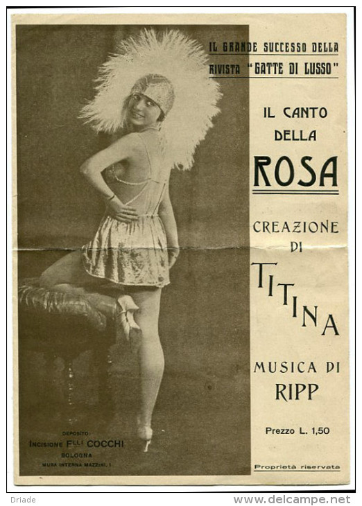 RIVISTA GATTE DI LUSSO IL CANTO DELLA ROSA CANTANTE TITINA MUSICA RIPPO INCISIONE COCCHI BOLOGNA MUSICA - Música