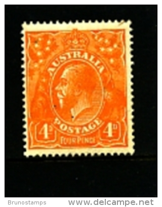 AUSTRALIA - 1915  KGV HEAD  4d  ORANGE  SINGLE CROWN  WMK  MINT VERY LIGHTLY HINGED  SG 22 - Neufs