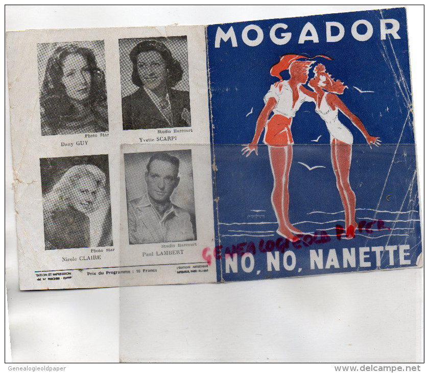 75 - PARIS - THEATRE MOGADOR- PROGRAMME NO, NO, NANETTE- VINCENT YOUMANS- PAUL COLLINE- HENRI VARNA-CORDAY -VAN CAULAERT - Programas