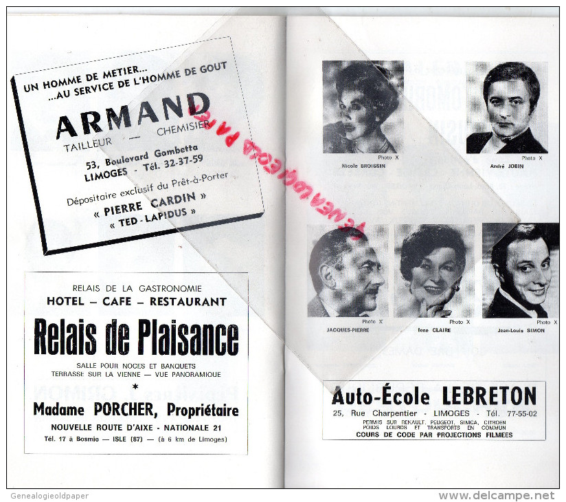 87 - LIMOGES - PROGRAMME GRAND THEATRE - 70-71- HIRSCH- VIENNE CHANTE ET DANSE-MARCEL MERKES-PAULETTE MERVAL-PERIGUEUX