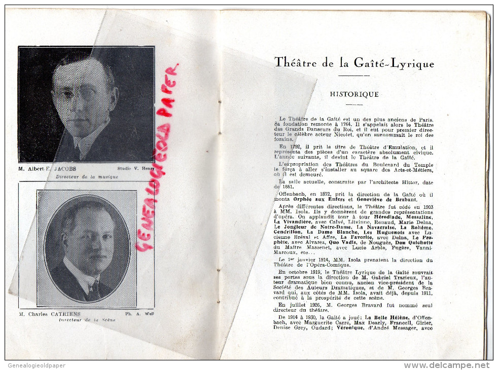 75 - PARIS - PROGRAMME THEATRE GAITE LYRIQUE-SQUARE ARTS METIERS- 1932-33- LE PAYS DU SOURIRE-LEHAR-MAUPREY-MARIETTI- - Programmi