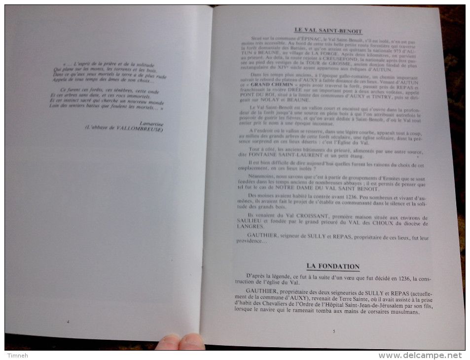 Petite Histoire Du VAL SAINT BENOIT Noël Marcel Père Photographies Rose Marie BENEDET Livret 23 Pages 1988 - Bourgogne