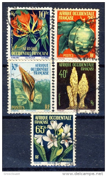 AOF 1958 1958 Flora Serie N. 68-72 Usati Catalogo € 5 - Used Stamps