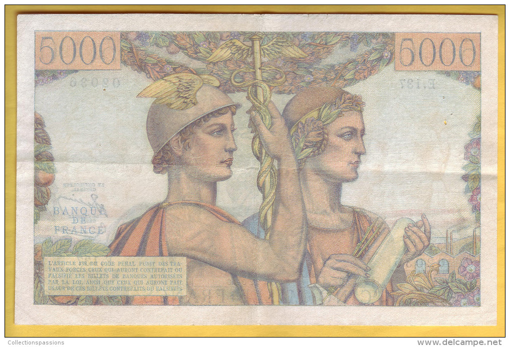 BILLET FRANCAIS - 5000 Francs Terre Et Mer 2.7.1953 TTB+ - 5 000 F 1949-1957 ''Terre Et Mer''