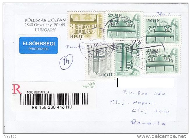 CHAIRS, SOFA, STAMPS ON REGISTERED COVER, 2010, HUNGARY - Briefe U. Dokumente