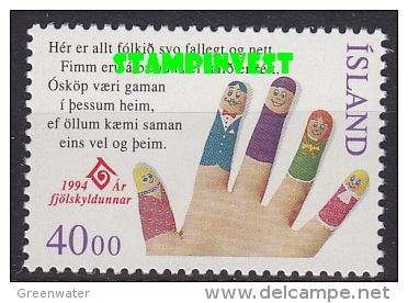 Iceland 1994 International Year Of The Family (hand) 1v ** Mnh (20197) - Ongebruikt