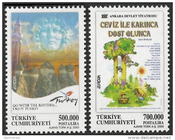 TURKEY 2003 (**) - Mi. 3333-34, Europa Cept (Poster Arts) - Unused Stamps