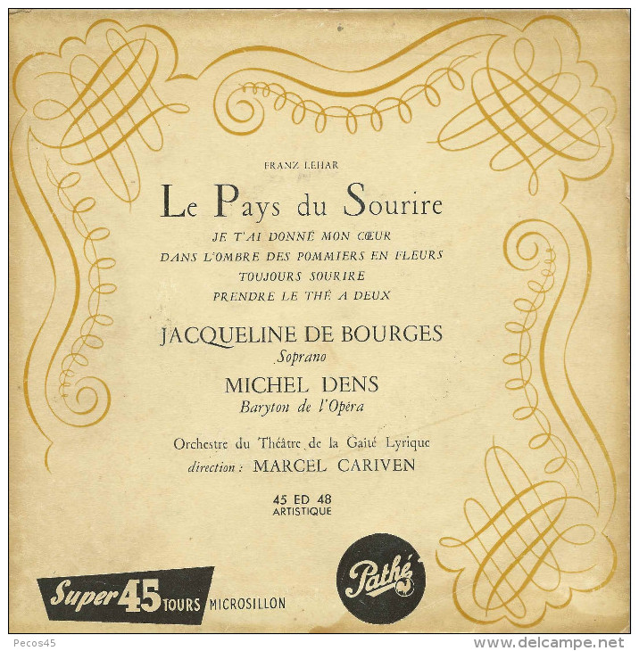 Disque Vinyle 45 T : Franz LEHAR / Michel DENS - "Le Pays Du Sourire". - Oper & Operette