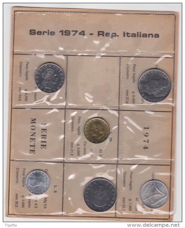 ITALIA REPUBBLICA SET MONETE SERIE COMPLETA ANNO 1974 FDC - Nieuwe Sets & Proefsets