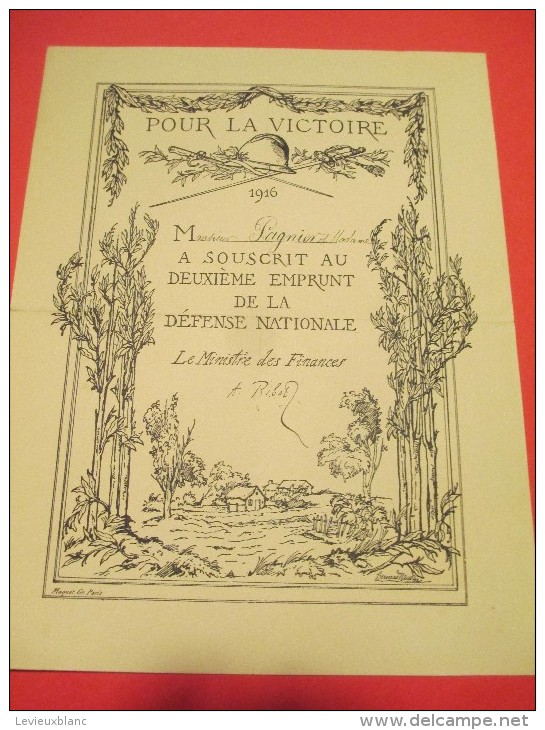 Certificat De Participation Au 2éme Emprunt Défense Nationale//Pour La Patrie/ 1916     DIP99 - Otros & Sin Clasificación