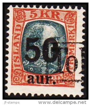 1925. Surcharge. King Christian IX. 50 Aur On 5 Kr. Grey/red-brown TOLLUR. (Michel: 113) - JF191358 - Ungebraucht