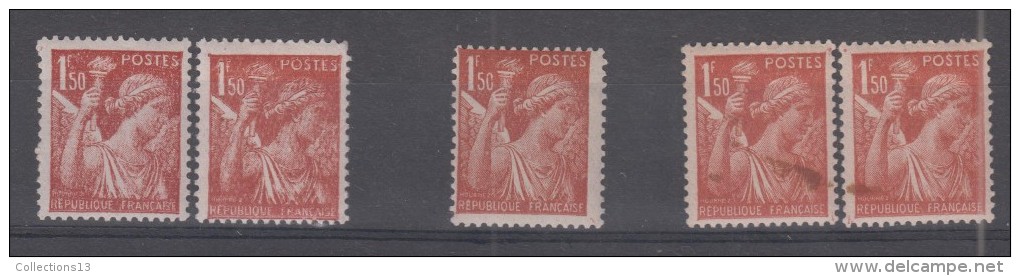 FRANCE - 652** (5 Timbres Avec Varietées) - 1939-44 Iris