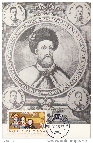 PRINCE CONSTANTIN BRANCOVEANU OF WALLACHIA, CM, MAXICARD, CARTES MAXIMUM, 1969, ROMANIA - Cartes-maximum (CM)