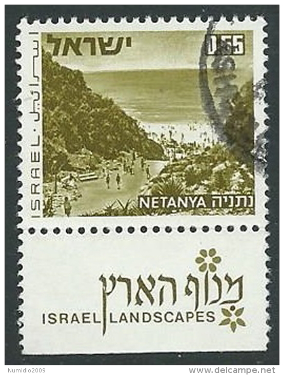 1971-74 ISRAELE USATO VEDUTE 55 A CON APPENDICE - T3 - Used Stamps (with Tabs)