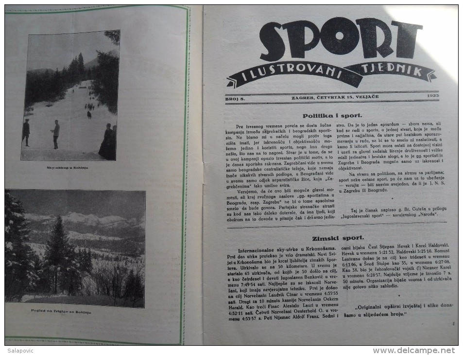 SPORT ILUSTROVANI TJEDNIK 1923 ZAGREB, BOHINJ, FOOTBALL, SKI, MOUNTAINEERING ATLETICS,  SPORTS NEWS FROM THE KINGDOM SHS - Boeken