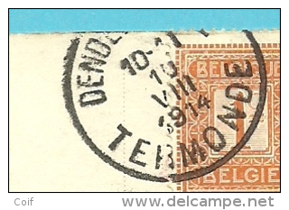 108 Op Kaart Met Stempel DENDERMONDE / TERMONDE Op 10/8/1914  (Offensief W.O.I) - Niet-bezet Gebied